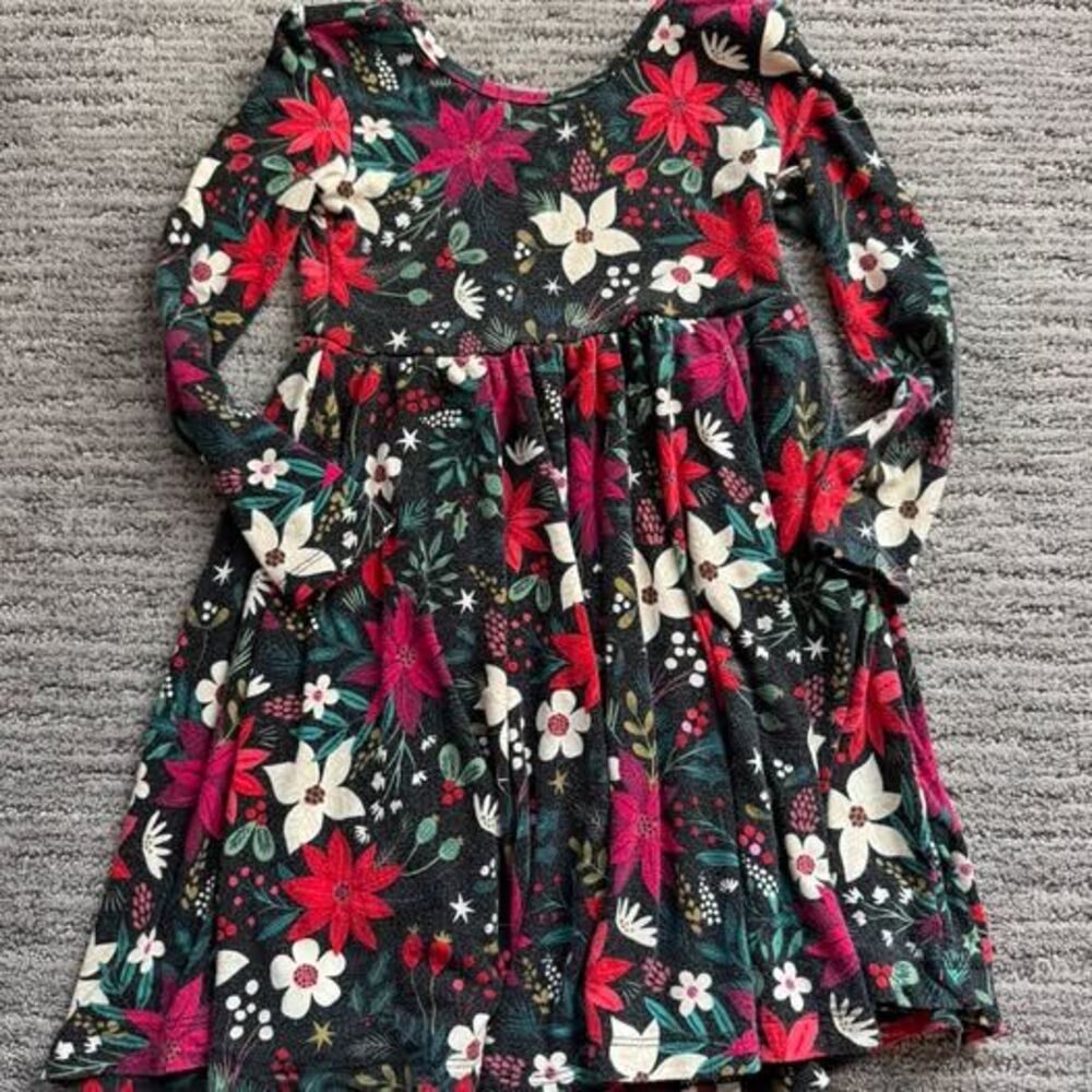 3t little sleepies poinsettia dress holiday